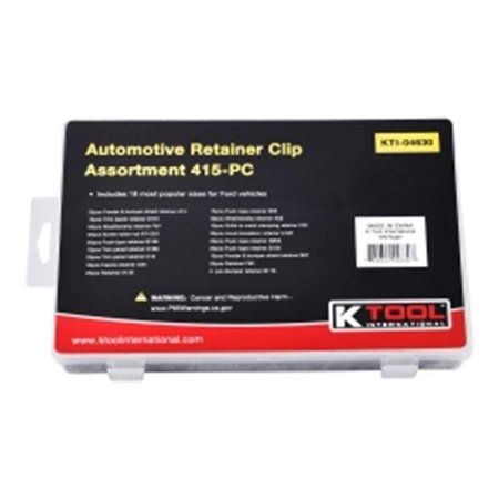 K-TOOL INTERNATIONAL K Tool International KTI04630 Automotive Retainer Clip Assortment - 415 Piece KTI04630